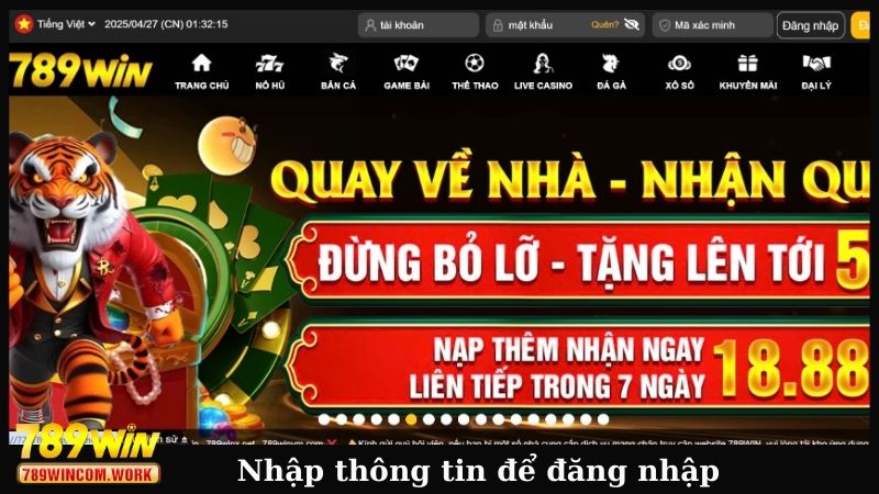 Nhập thông tin để đăng nhập